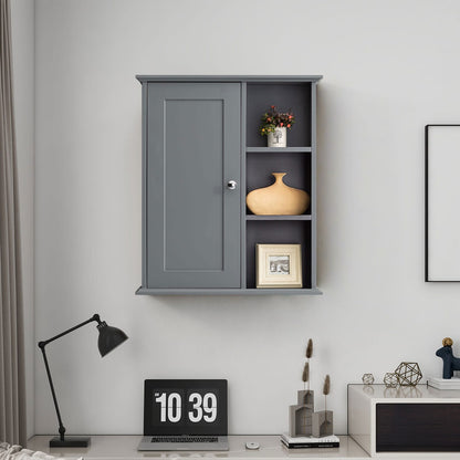 Gray MDF Bathroom Wall Cabinet - Over Toilet Storage