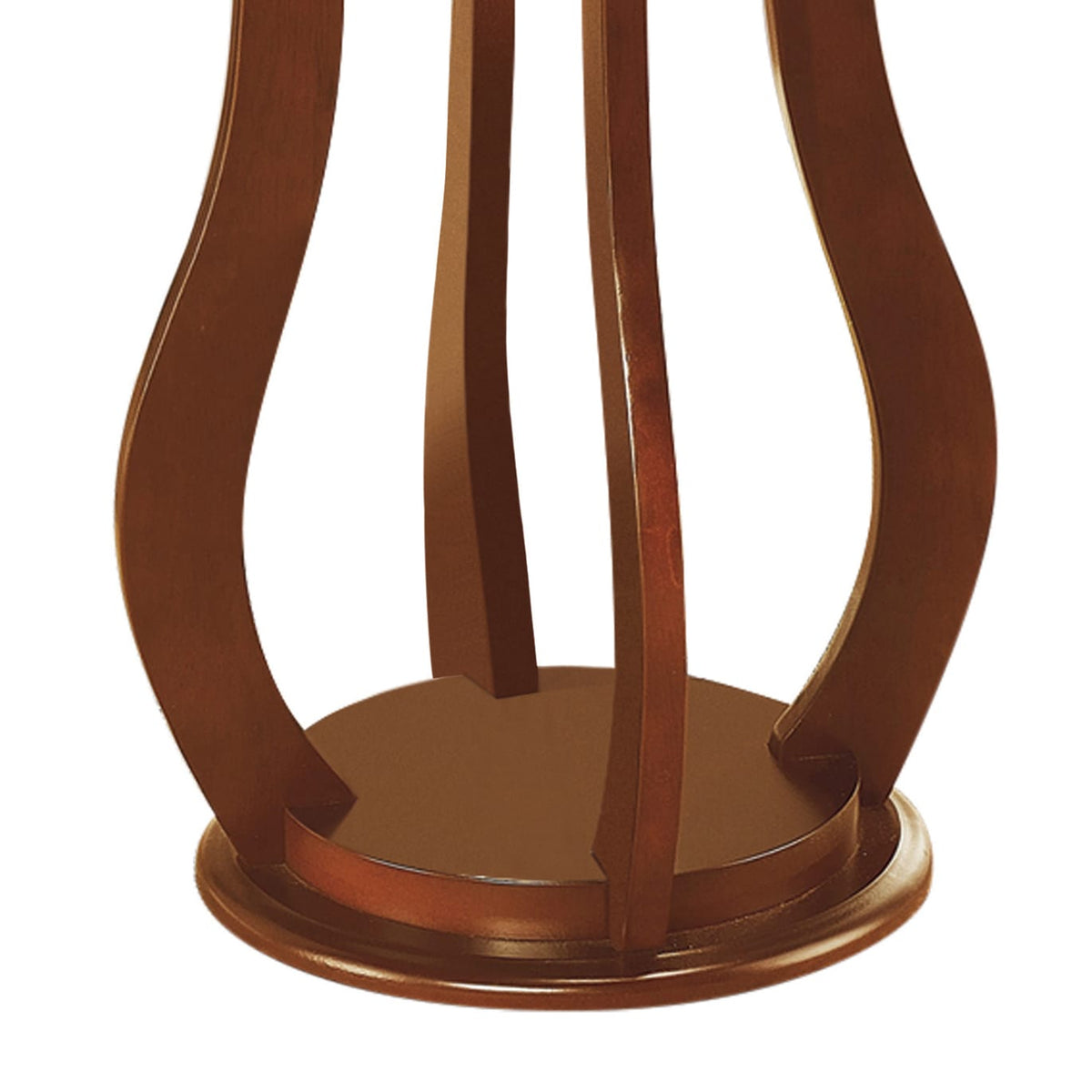 Brown Round Wood Accent Table with Faux Marble Top for Living Spaces for Living Room