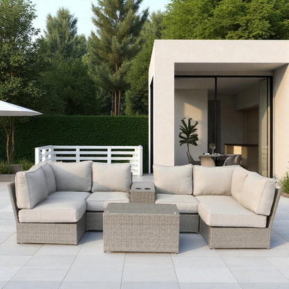 8-Piece Grey Wicker Patio Furniture Set - Pre-Assembled