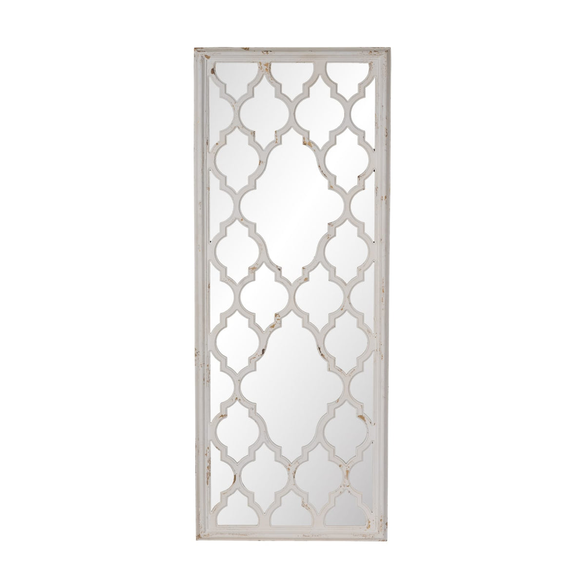Full Length White Wood Glass Mirror - 59" Tall