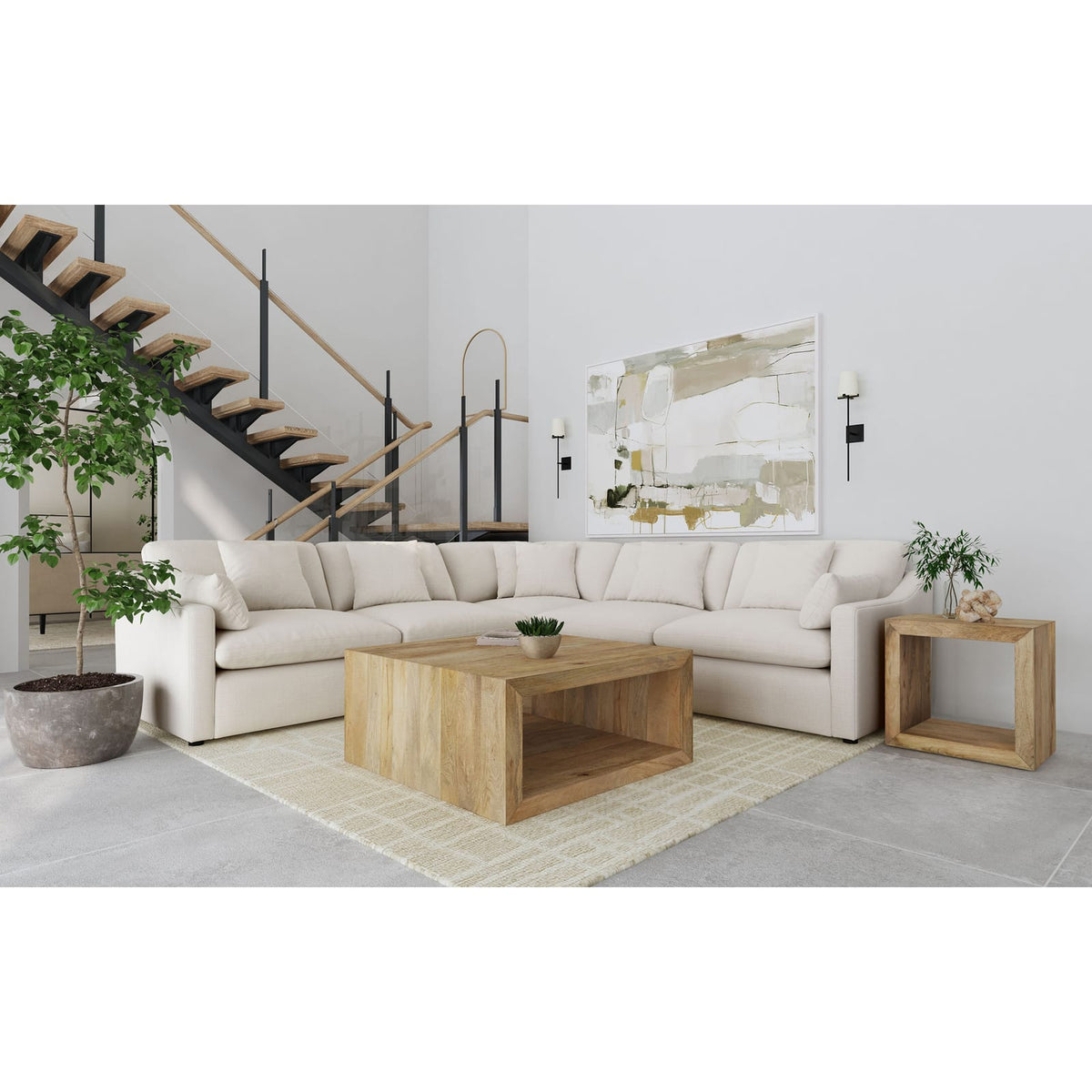 Ivory Modular Sectional Sofa - 5 Piece for Living Room