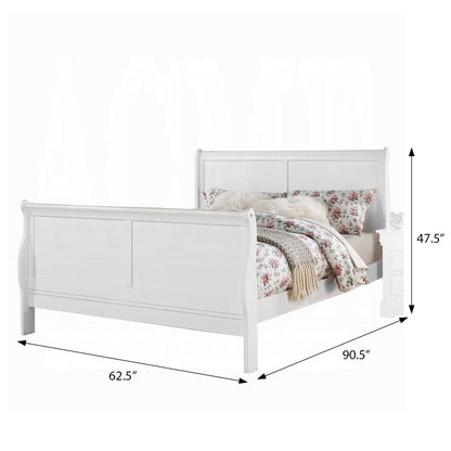 White Queen Sleigh Bed - Wood Frame, Box Spring Required