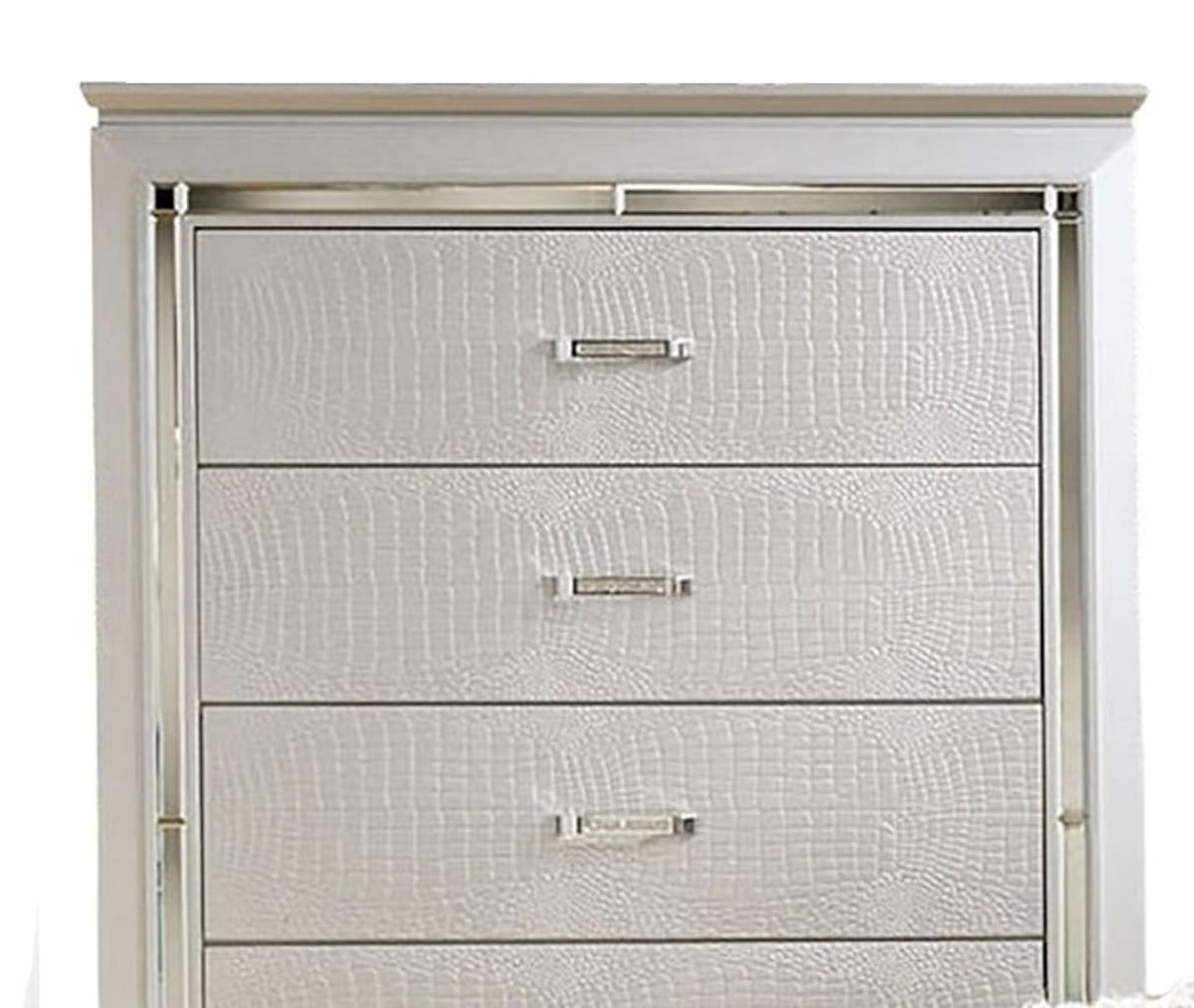 Silver Metal & Wood Chest Drawers - Bedroom Storage