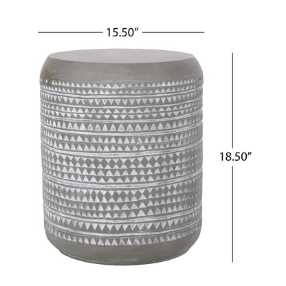 Lightweight Concrete Outdoor Side Table - 15.5" H, Magnesium Oxide