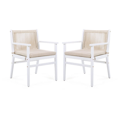 Acacia Wood Patio Dining Chairs Set of 2 for Garden Seating