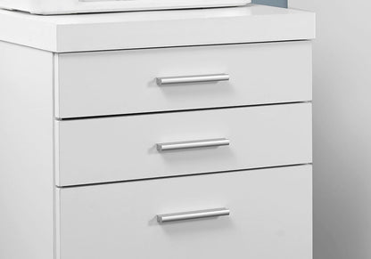 White Rolling File Cabinet - 3 Drawers, Printer Stand Storage