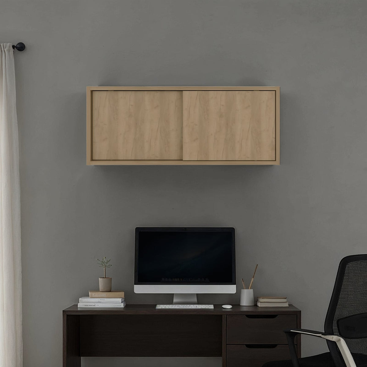 Natural Oak Wall Storage Cabinet - 31" Wide