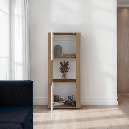 Kasaan Bookcase - Natural White Engineered Wood Storage Cabinet
