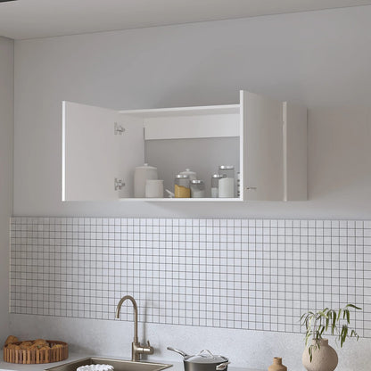Large White Melamine 2-Door Wall Cabinet for Living Room