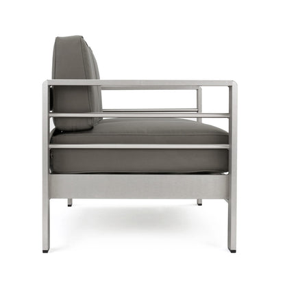 Khaki Aluminum Patio Loveseat for Garden and Poolside Seating