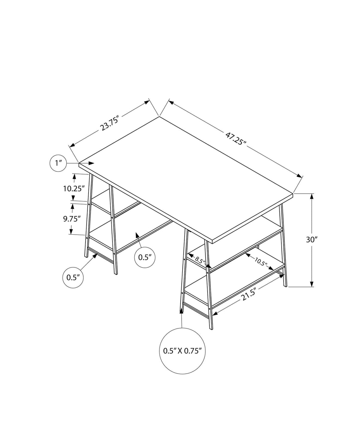 Taupe Metal Computer Desk with 4 Shelves - 48" L for Home Office