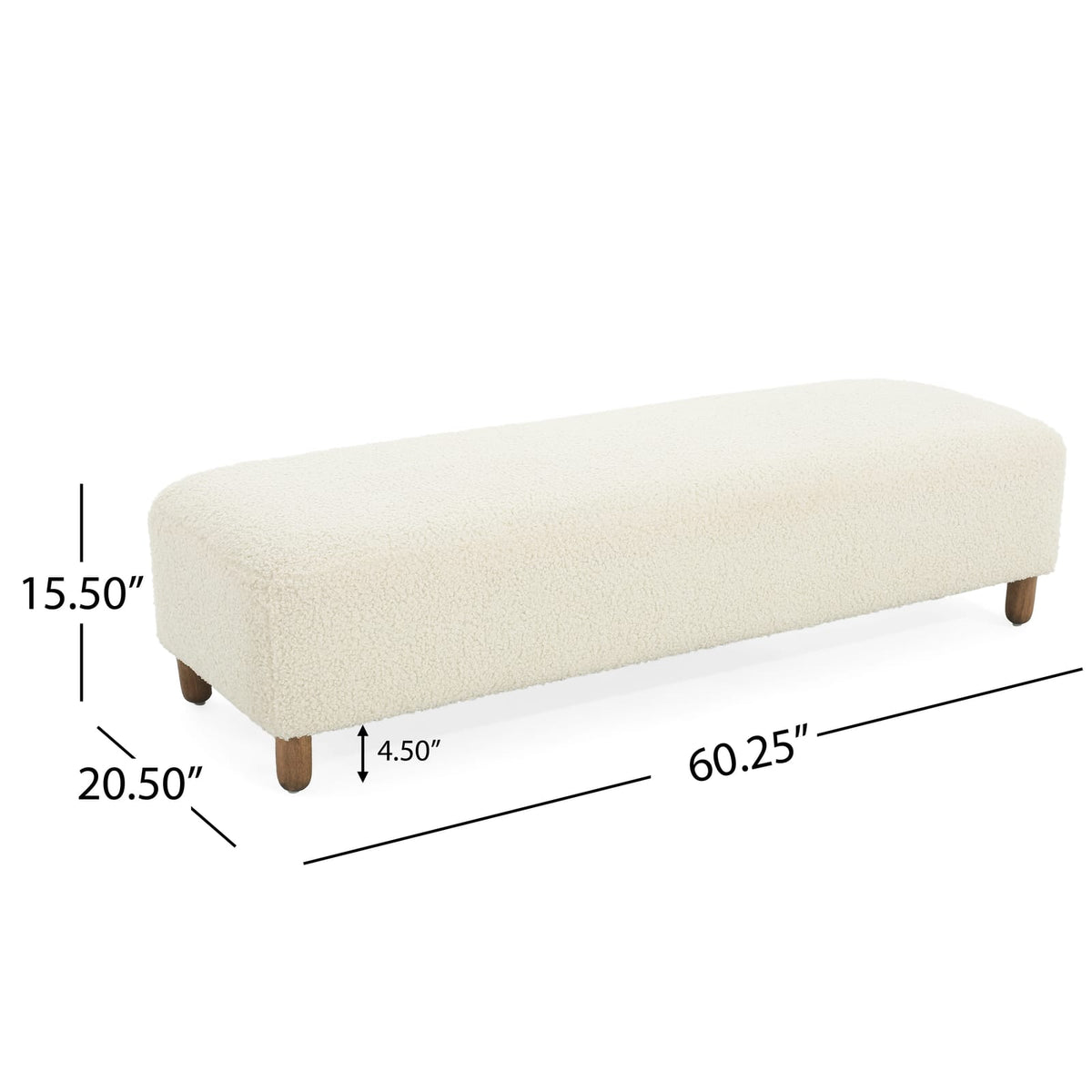 White Polyester Storage Ottoman for Kitchen or Dining Room