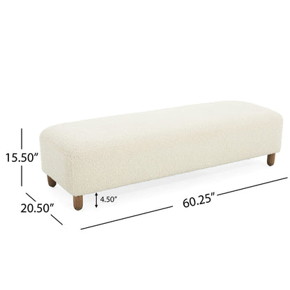 White Polyester Storage Ottoman for Kitchen or Dining Room