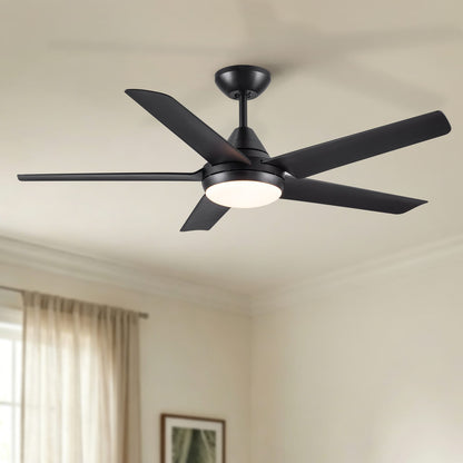 48" Ceiling Fan with Lights & Remote, Matte Black - Modern Design