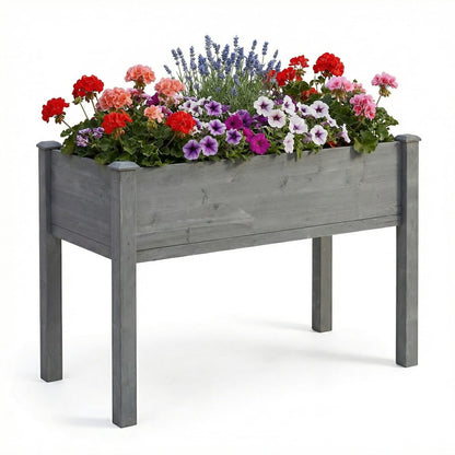 48x24 Raised Garden Bed - Grey Solid Wood Planter Box