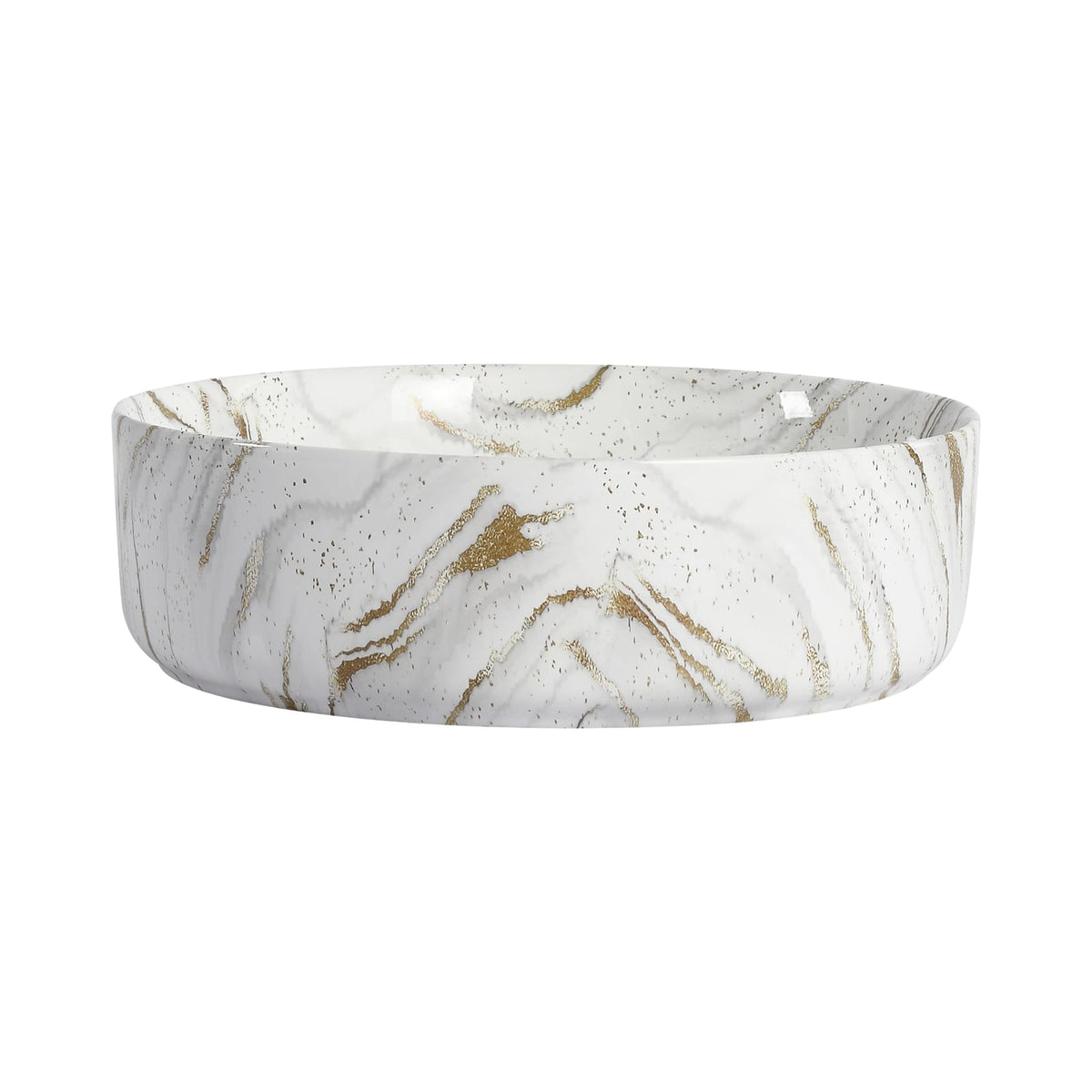 White Gold Ceramic Bathroom Vanity Sink - Above Counter Basin