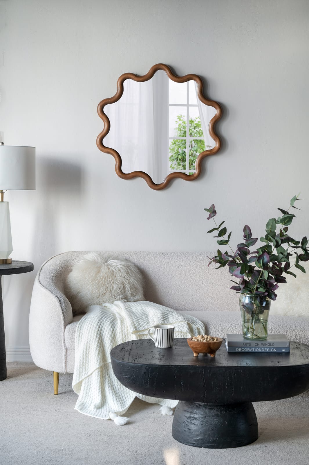 31" Wooden Accent Mirror - Brown Pine Frame, Bathroom Wall Decor