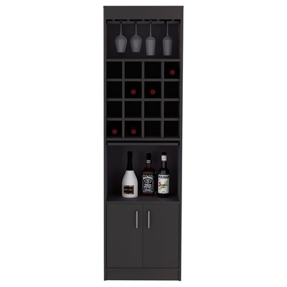 Kava Bar Cabinet - 16 Wine Rack, Black Storage