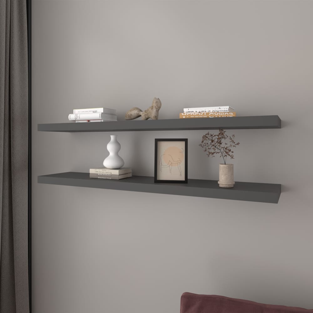 Floating Shelf Lyle - Matte Gray Display Shelves, Living Room Storage
