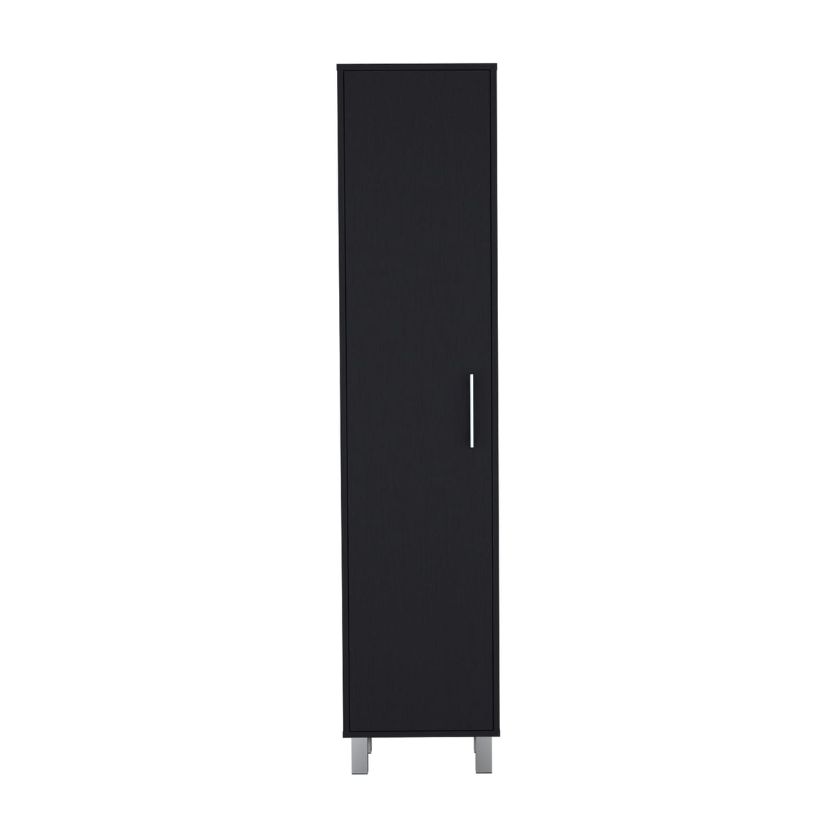 Laska 70" Tall Storage Cabinet - Black with Shelves for Living Room