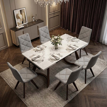 Walnut Sintered Stone Dining Table - 6 Person Expandable Table