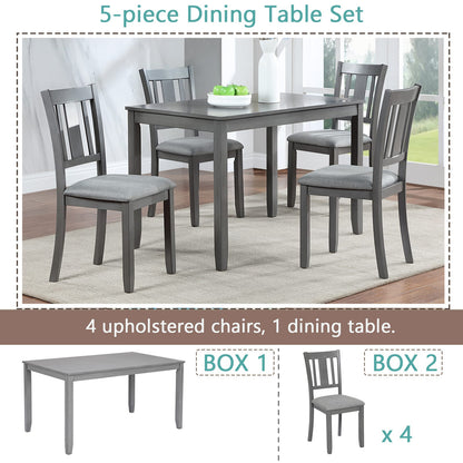 Gray Rectangular Dining Table Set - Seats 4