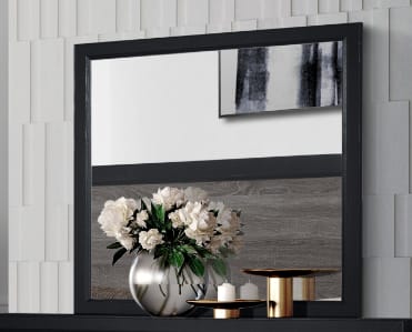 Black Gray Farmhouse Vanity Mirror with Storage