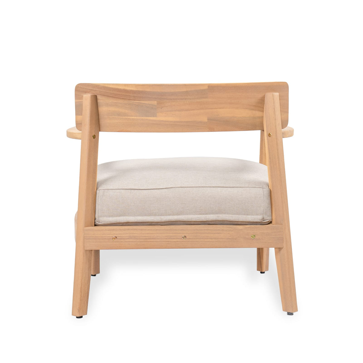 Teak Beige Acacia Wood Club Chair with Cushions