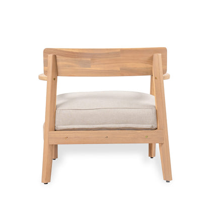 Teak Beige Acacia Wood Club Chair with Cushions