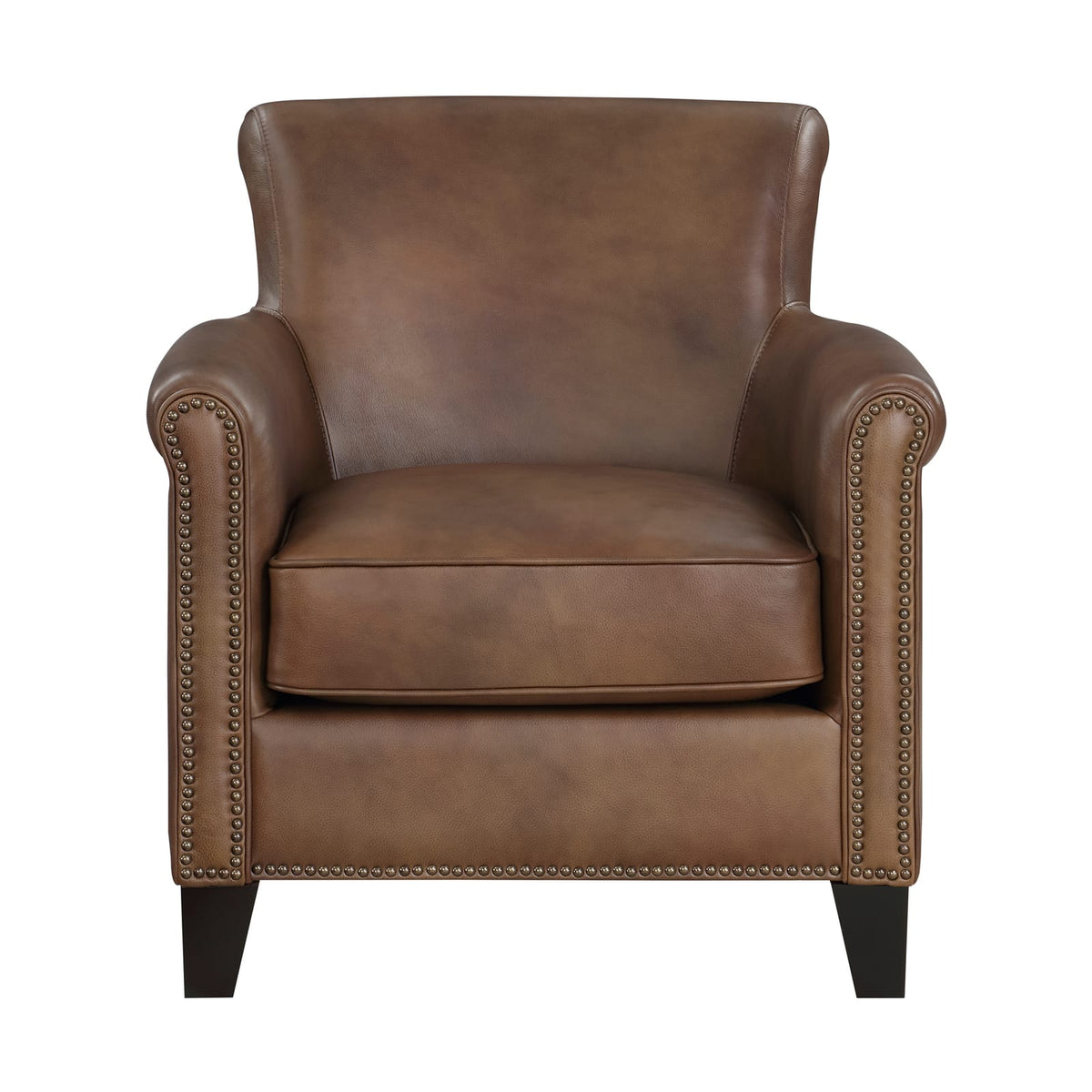 Brown Leather Accent Chair - Classic Style for Living Room