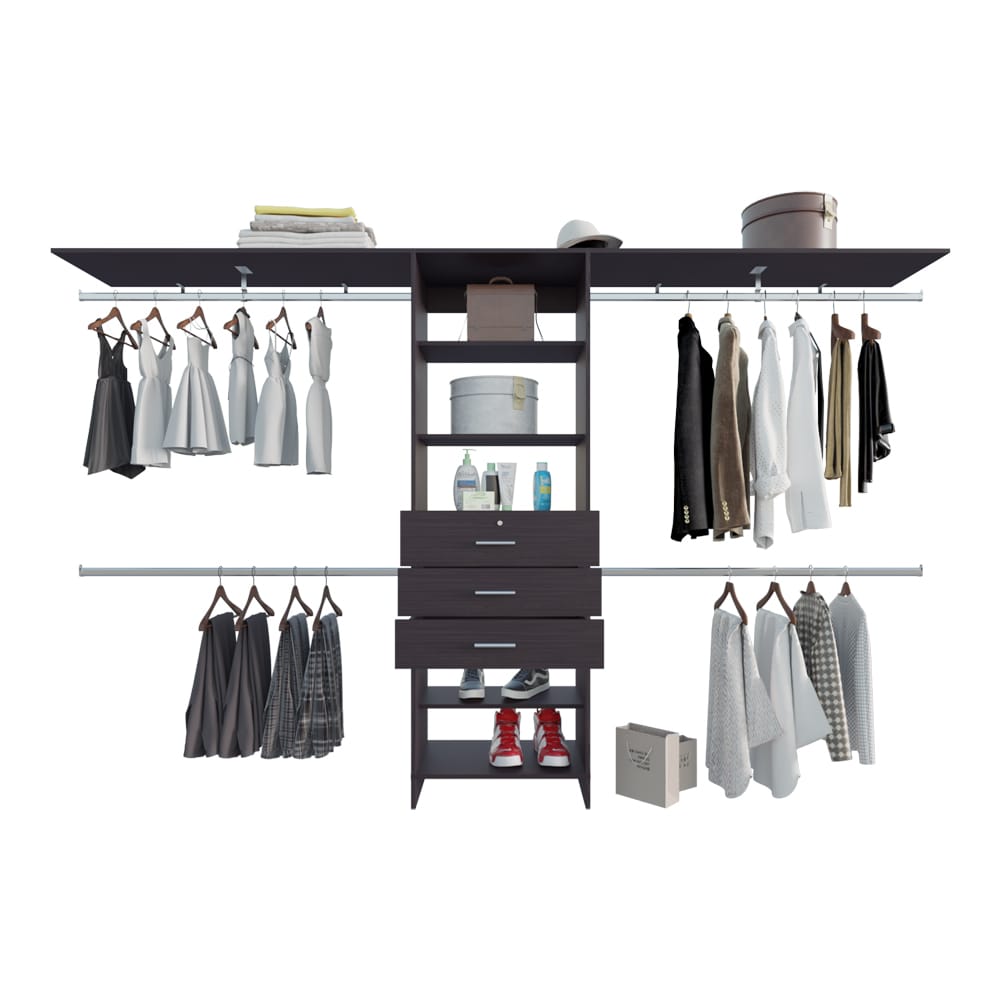 Black & Dark Walnut Dresser - 15.7" W x 118.1" D x 73.6" H for Bedroom