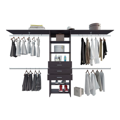 Black & Dark Walnut Dresser - 15.7" W x 118.1" D x 73.6" H for Bedroom