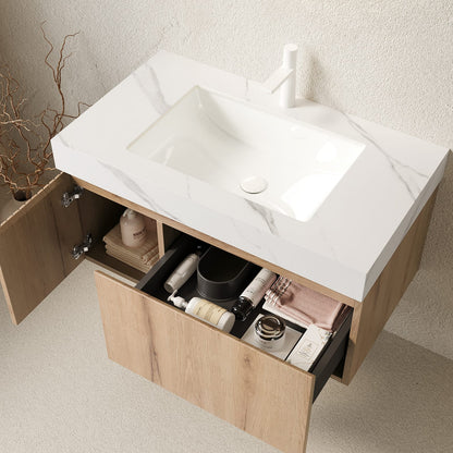 36" Carrara White Bathroom Vanity with Storage