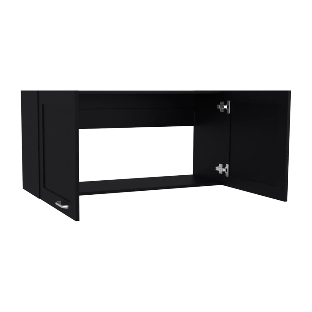Black Kitchen Wall Cabinet - 12 x 39.4 x 19.3", Engineered Wood