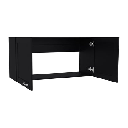 Black Kitchen Wall Cabinet - 12 x 39.4 x 19.3", Engineered Wood