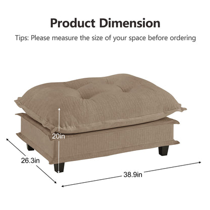 Light Coffee Chenille Ottoman - 38.98" L Storage Accent Piece