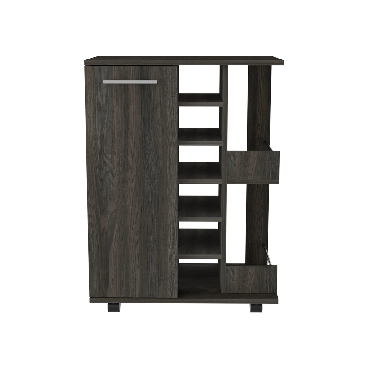 Espresso Bar Cart - 6 Bottle Storage, Two Shelves