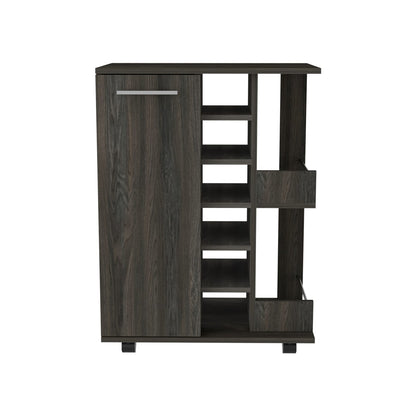 Espresso Bar Cart - 6 Bottle Storage, Two Shelves