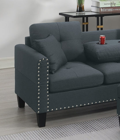 Charcoal L-Shaped Sectional Sofa for Modern Living Rooms