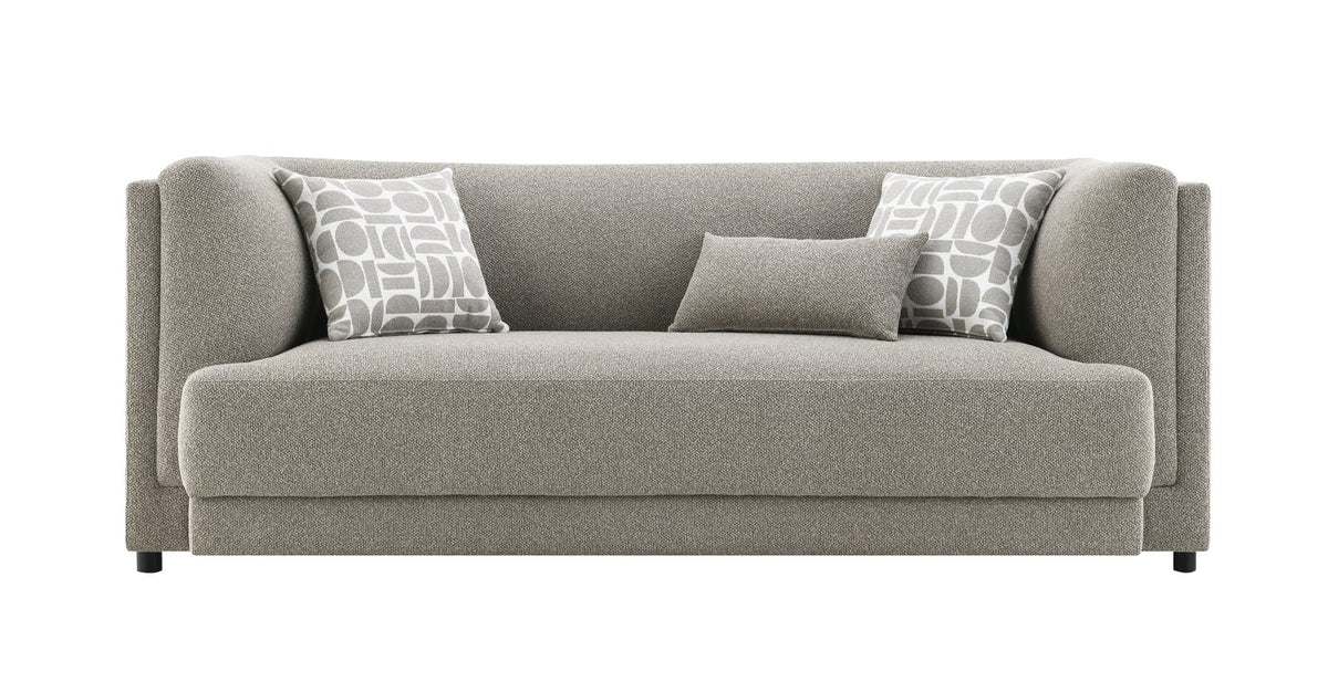 Gray Chenille Sofa Bed with Pocket Coil Frame for Comfort for Living Room