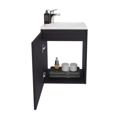 Black Bathroom Vanity with Sink - Wall Mounted