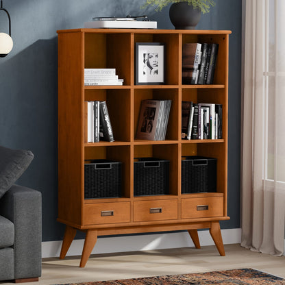 Teak Brown 9 Cube Shelving Unit - 42" Wide