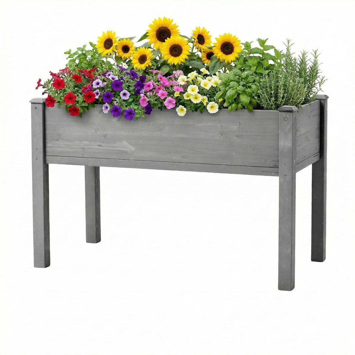 48x24 Raised Garden Bed - Grey Solid Wood Planter Box