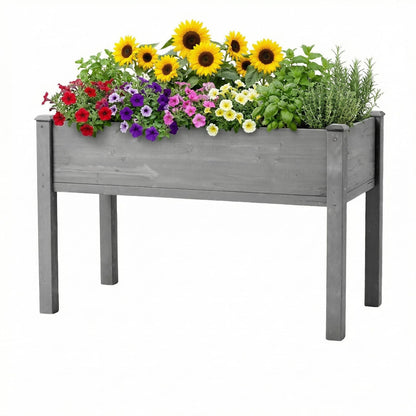 48x24 Raised Garden Bed - Grey Solid Wood Planter Box