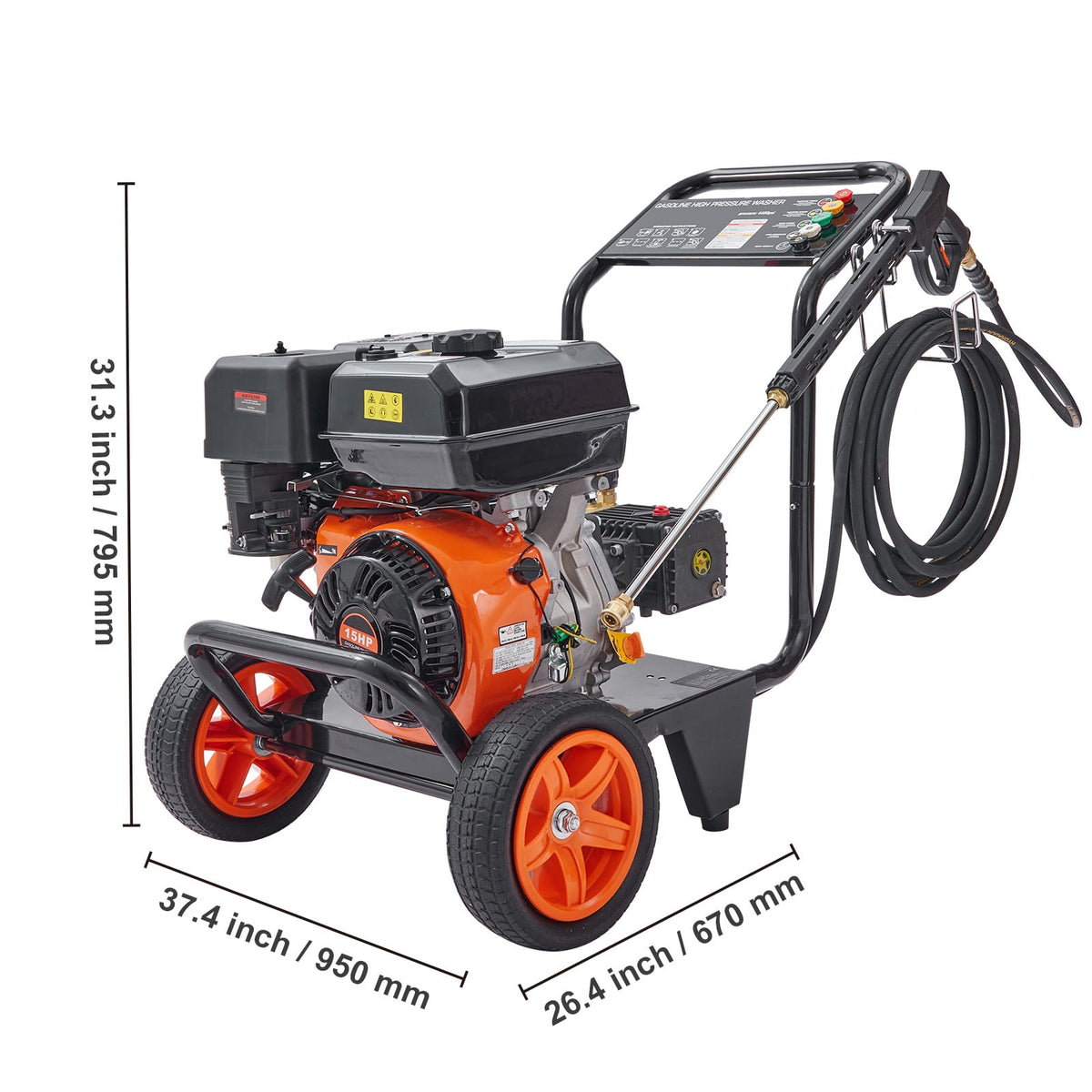 4400 PSI Gas Pressure Washer - Black Orange Stainless Steel