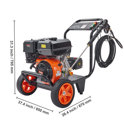 4400 PSI Gas Pressure Washer - Black Orange Stainless Steel