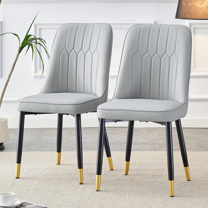 Light Gray Dining Chairs - 2 Piece Set PU Leather