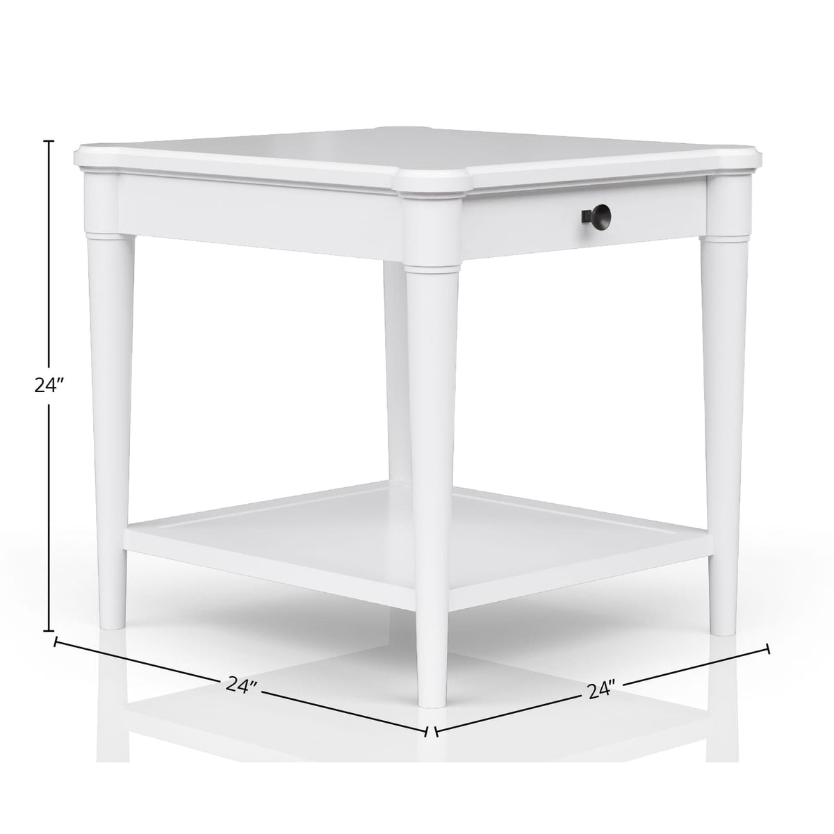 White End Table With Storage Drawer - 24" x 26" for Living Room
