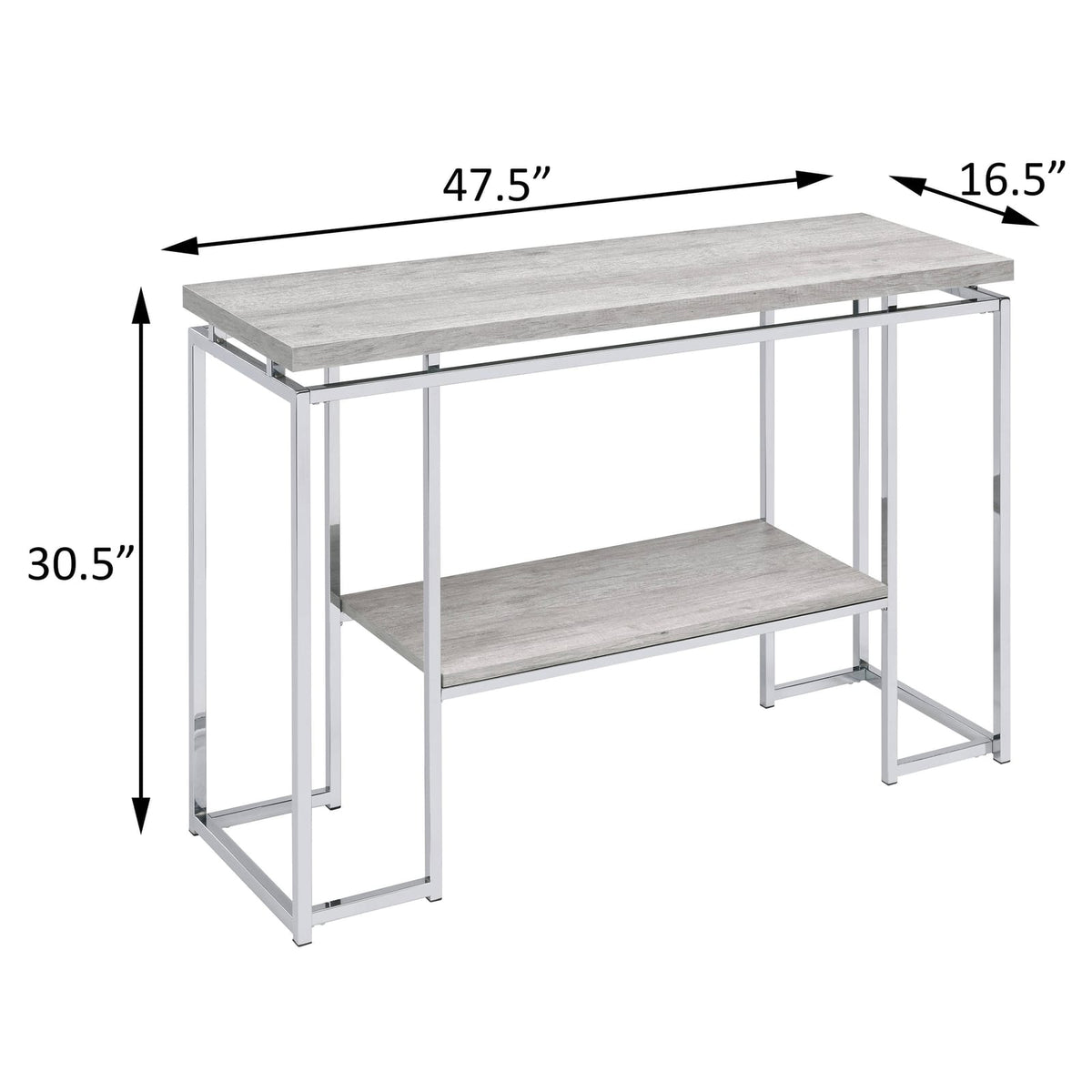 Natural Oak & Chrome Sofa Table - Storage Console