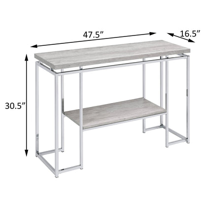 Natural Oak & Chrome Sofa Table - Storage Console